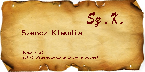 Szencz Klaudia névjegykártya